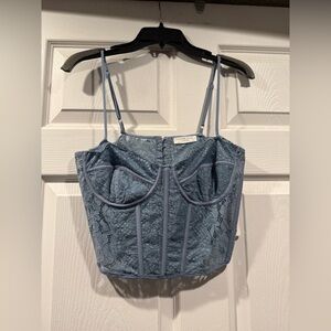 Altar'd State Blue Lace Crop Top. Size Medium. NWT
